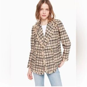 kate spade new york metallic plaid tweed blazer size 8